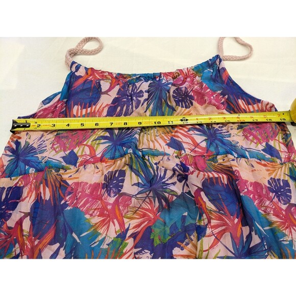 Elena Baldi Silk Blend Tiered Maxi Dress Resort Tropical Lightweight Large NWT - Picture 8 of 8